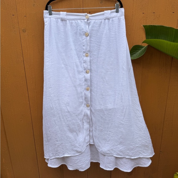 Zac & Rachel White Button-Front Midi Skirt – Size L - Picture 1 of 6